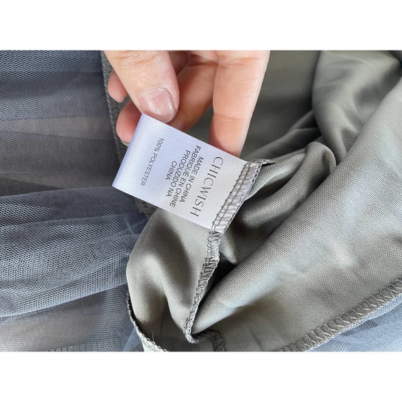 Chic Wish Skirt Women Small Grey A-Line Lined Maxi Stretch Waist Tulle Polyester - Picture 5 of 8